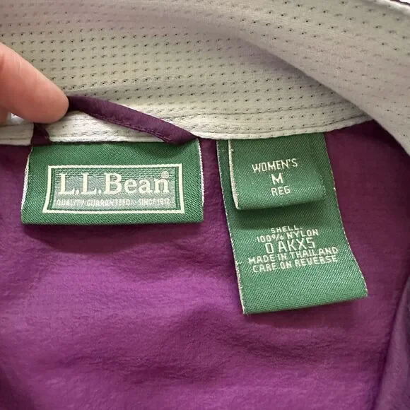 L.L.Bean Windbreaker Womens M Purple Quarter Zip Pullover Lightweight Jacket - Picture 6 of 9